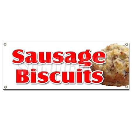 Signmission SAUSAGE BISCUITS BANNER SIGN gravy breakfast homemade southern fresh B-Sausage Biscuits